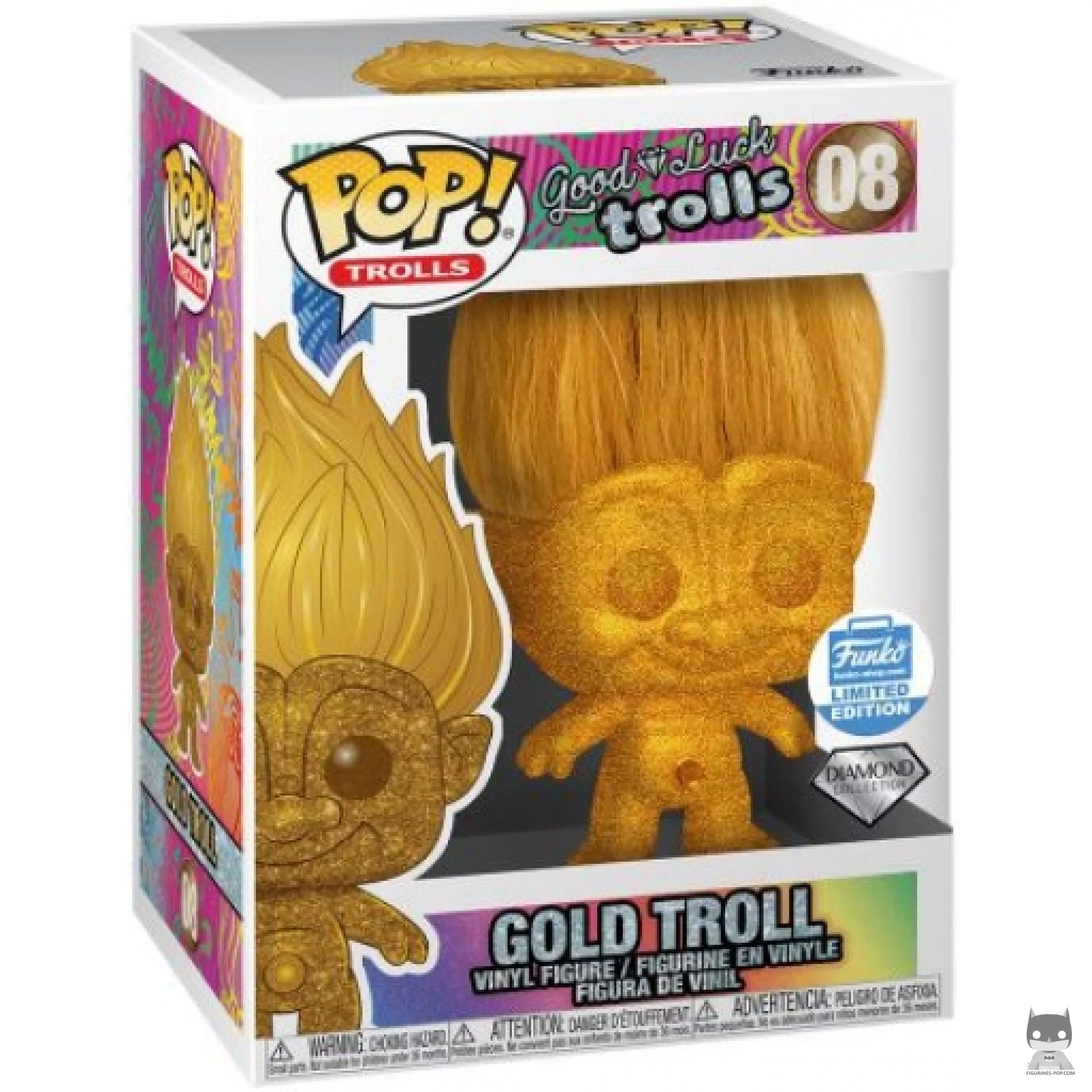 Gold Troll (Diamond Glitter) Funko Pop! figure in its box