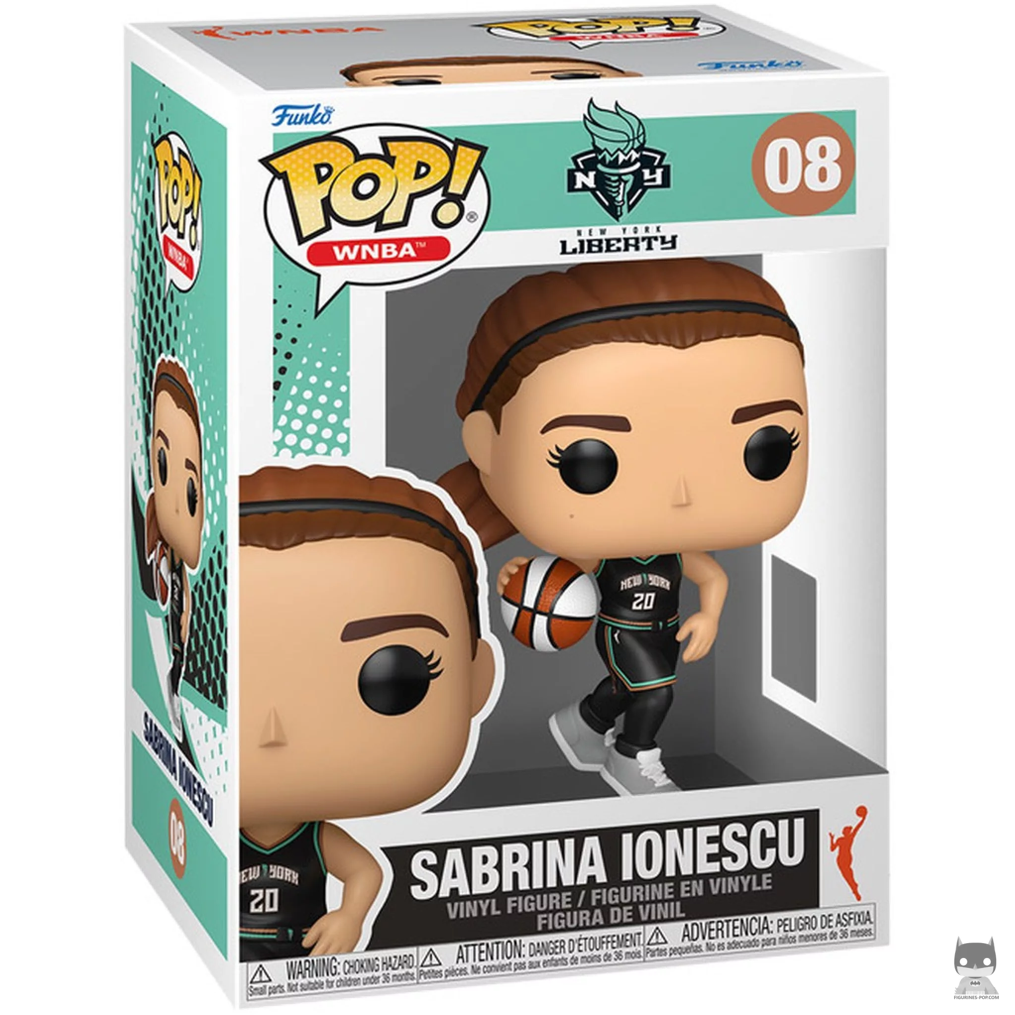Sabrina Ionescu Funko Pop! figure in its box