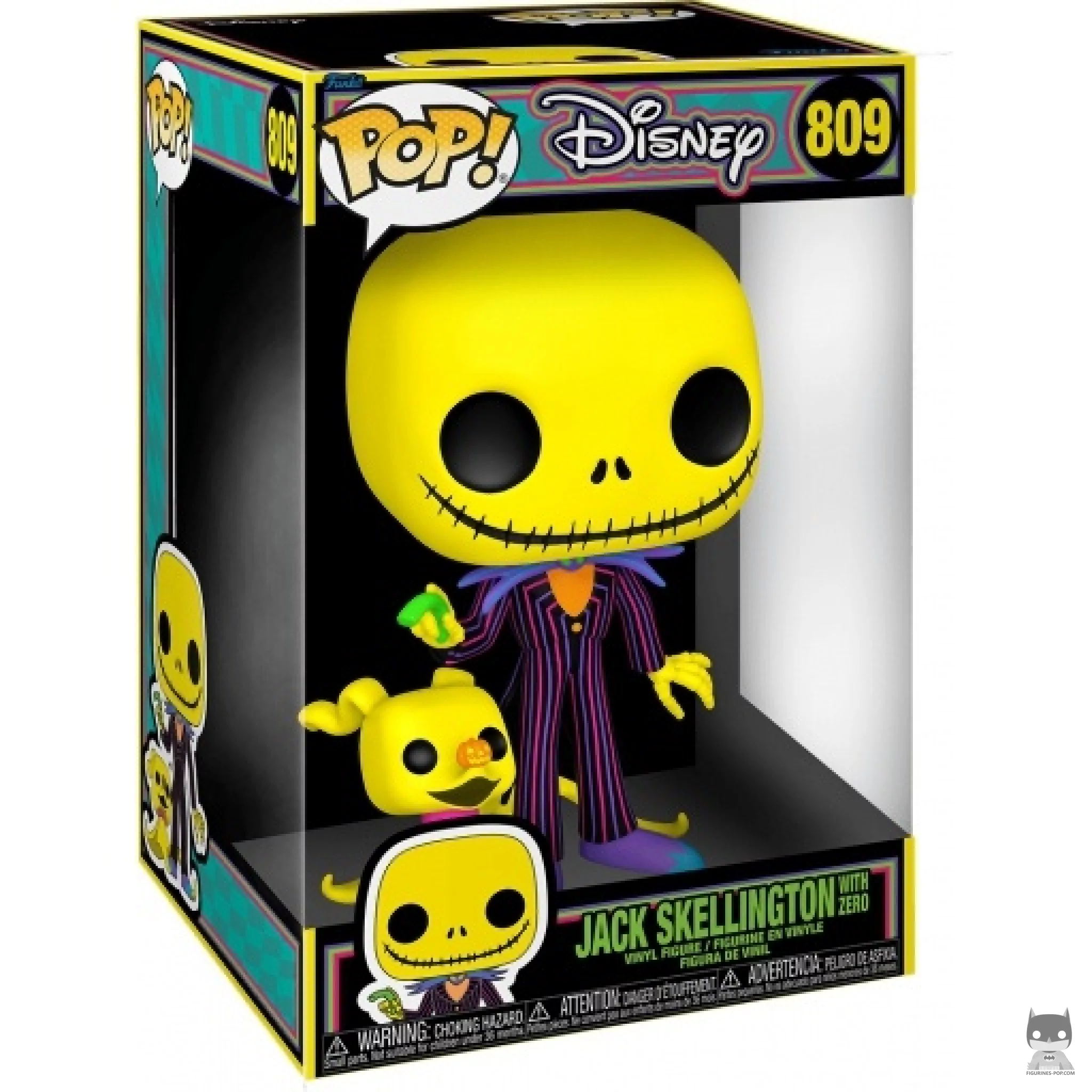 Jack Skellington with Zero (Supersized & Blacklight) Funko Pop! figure in its box