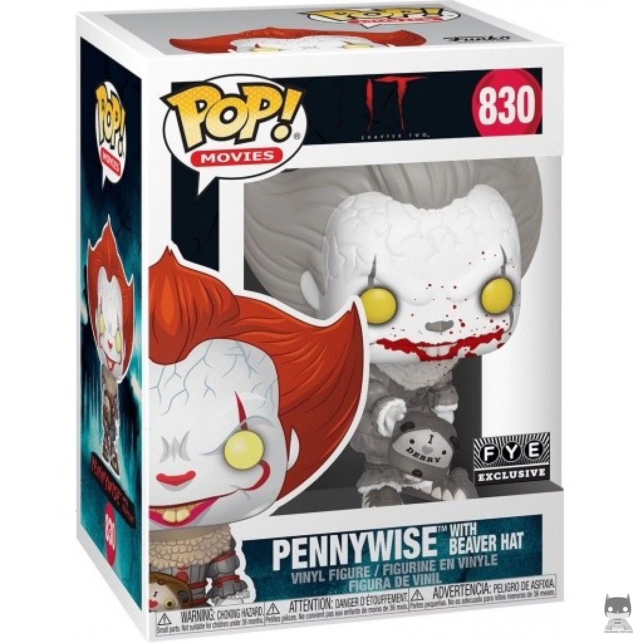 Pennywise with beaver hat (Black & White) Funko Pop! figure in its box