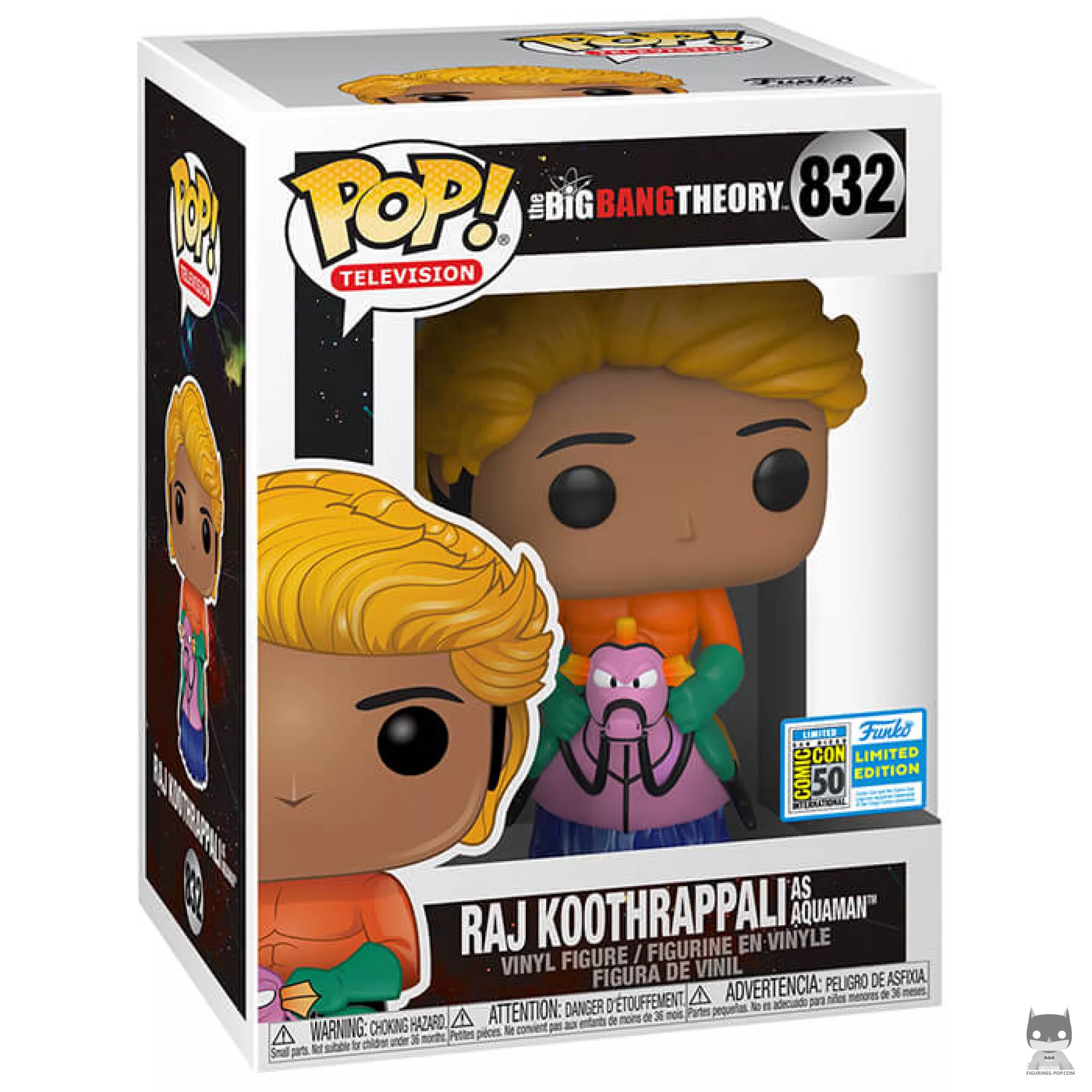 Raj Koothrappali as Aquaman Funko Pop! figure in its box