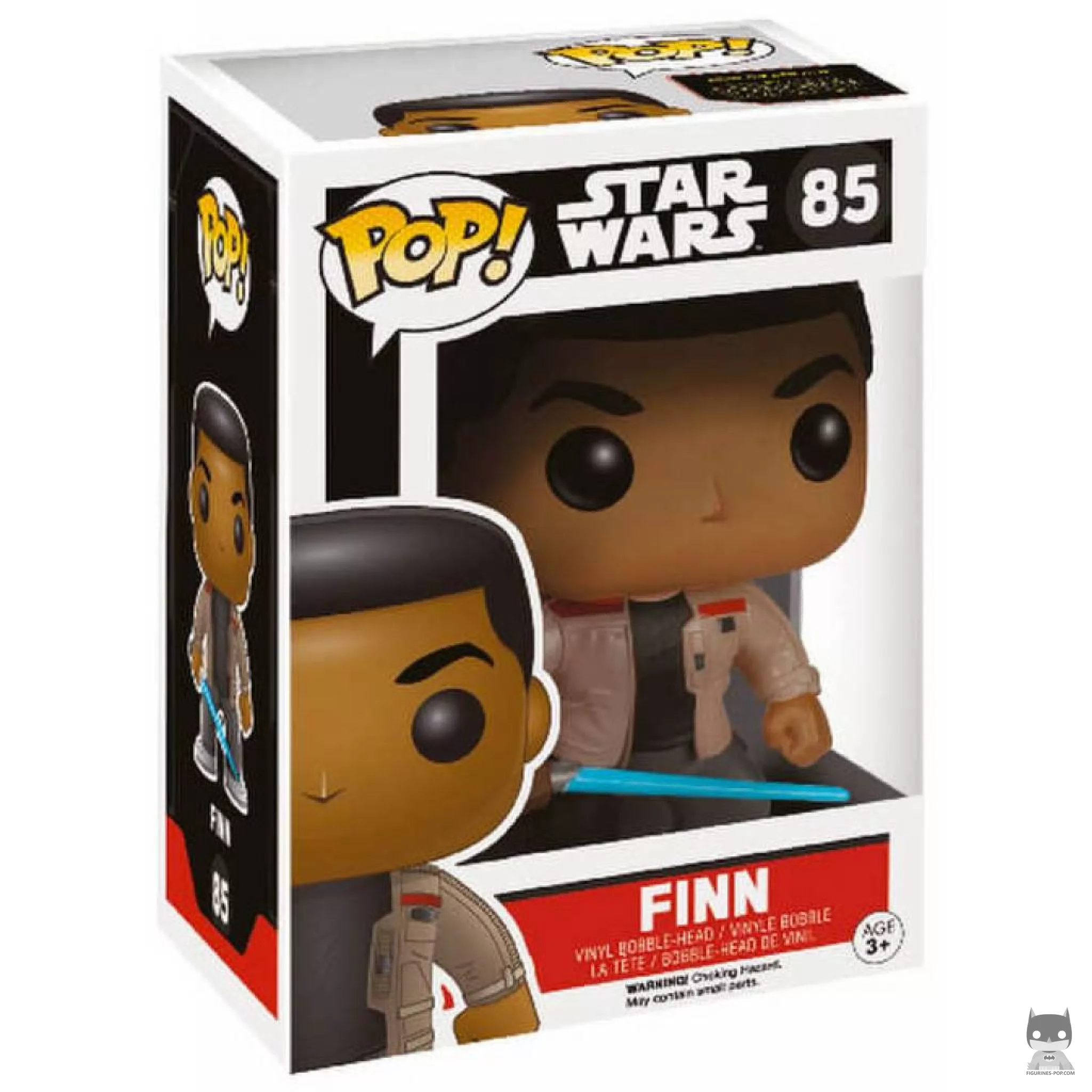 Finn with Lightsaber Funko Pop! figure in its box