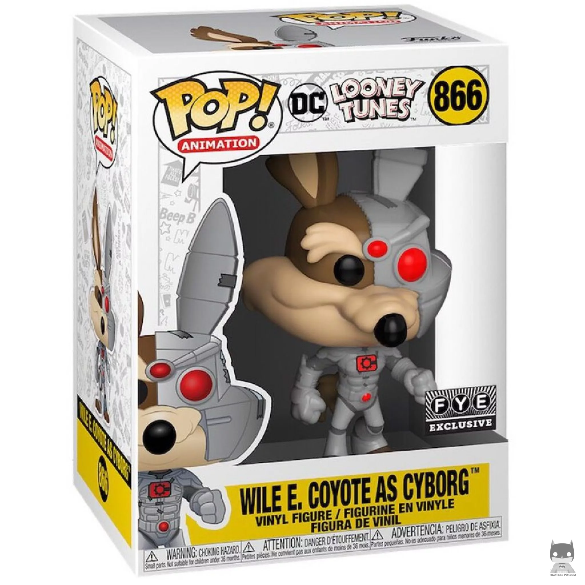 Wile E. Coyote as Cyborg Funko Pop! figure in its box