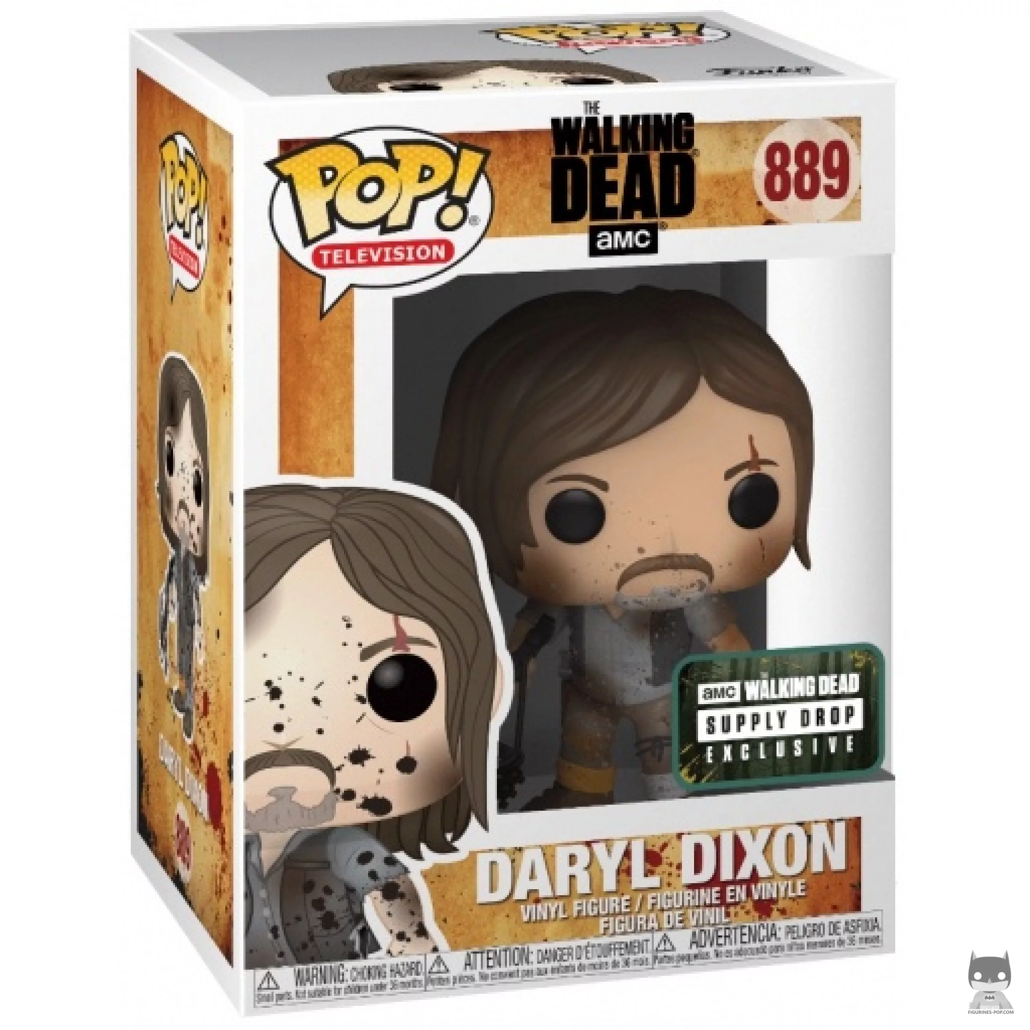 Daryl Dixon with mud Funko Pop! figure in its box