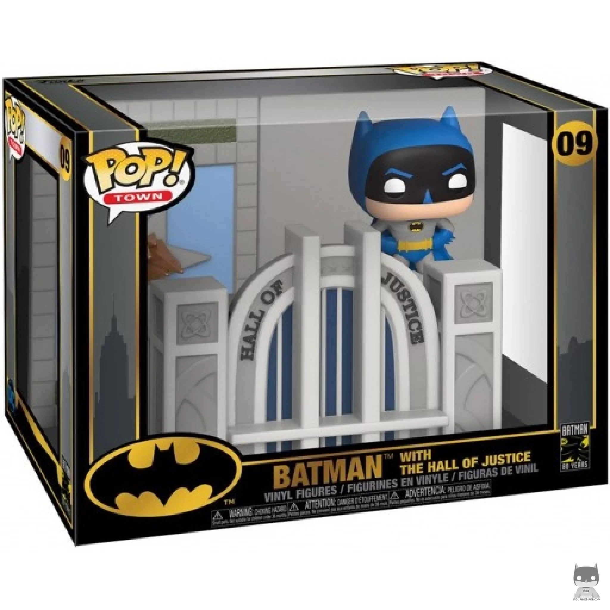 Batman with the Hall of Justice Funko Pop! figure in its box