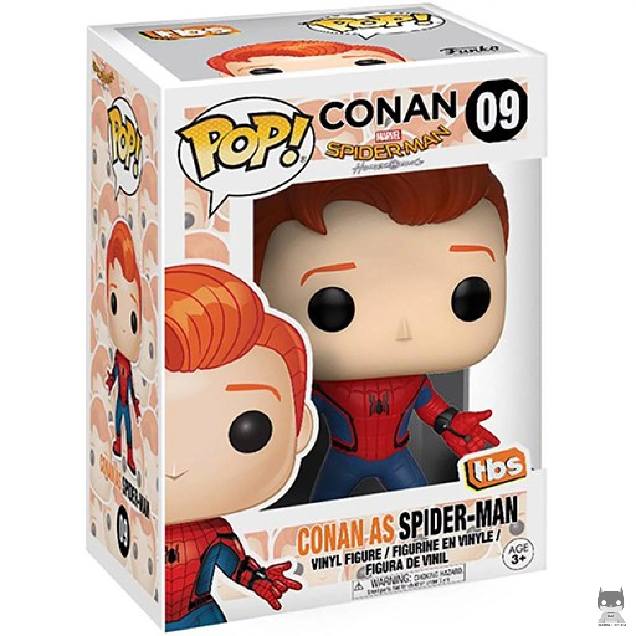 Conan O'Brien as Spider-Man Funko Pop! figure in its box