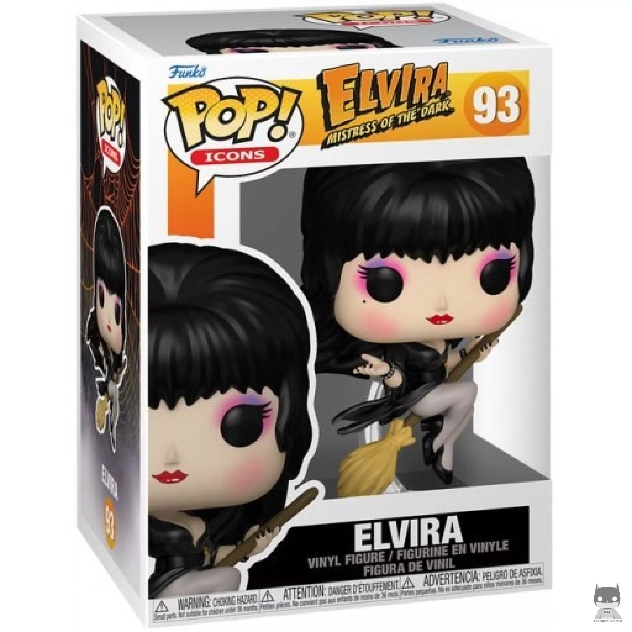 Elvira on Broom Funko Pop! figure in its box