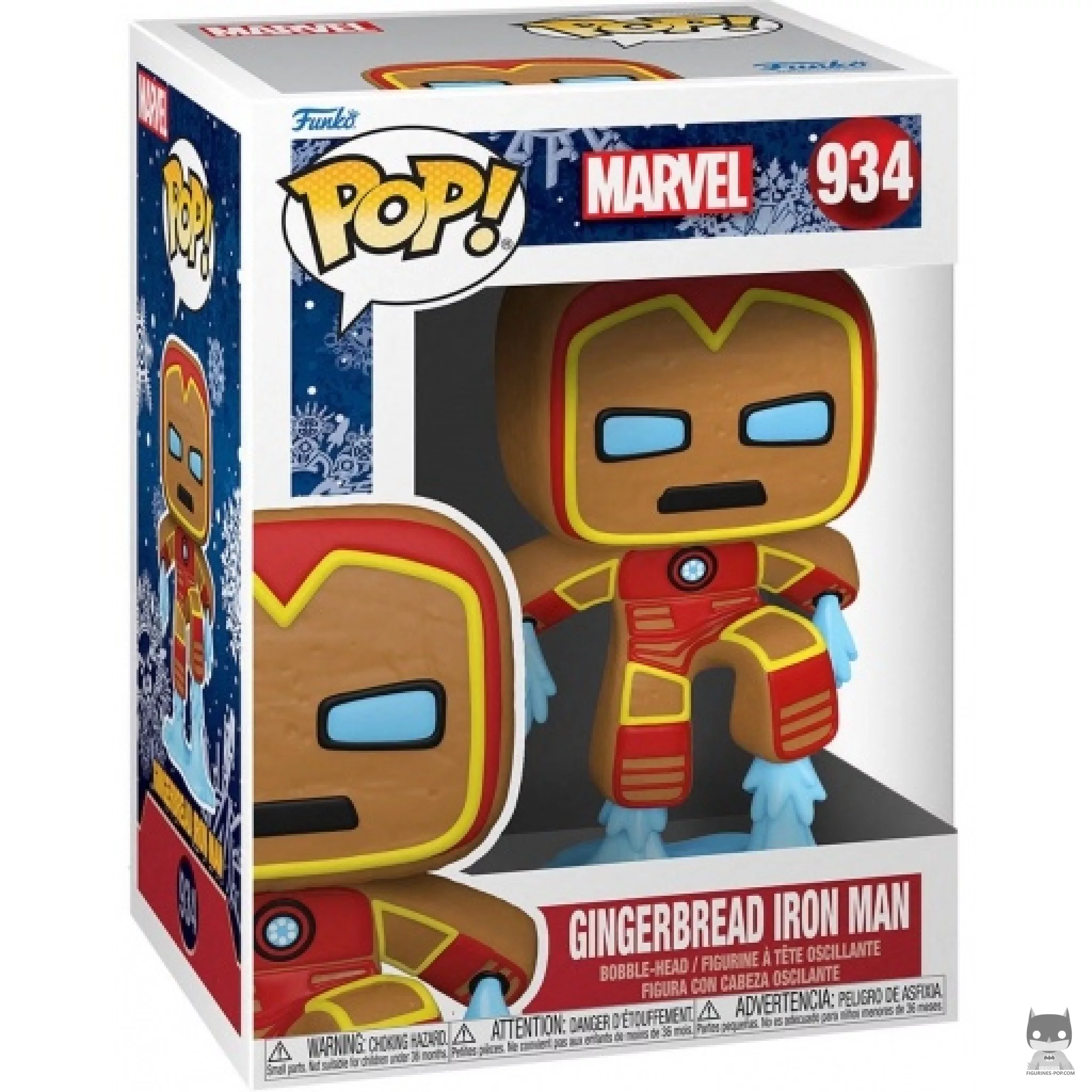 Gingerbread Iron Man Funko Pop! figure in its box