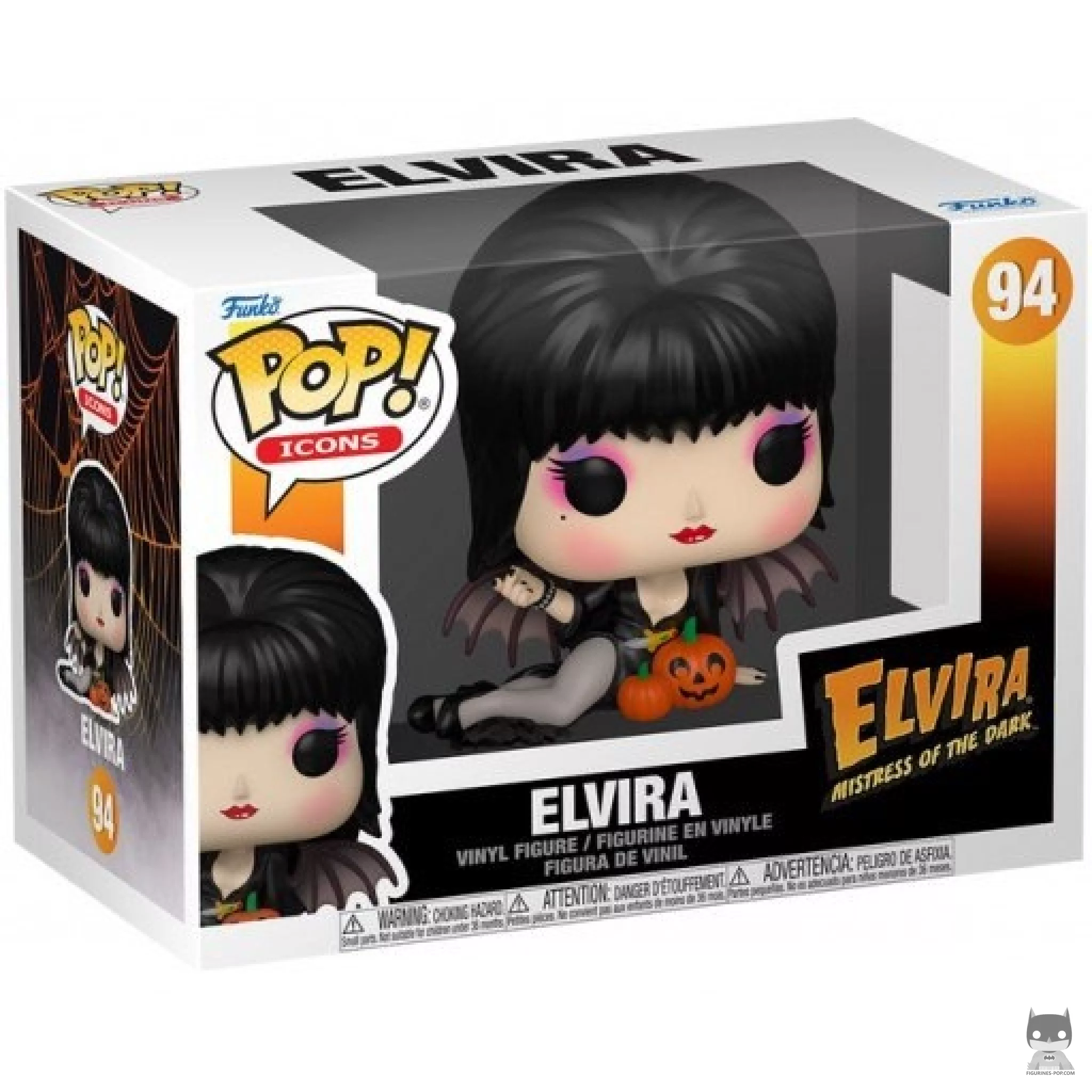 Elvira Funko Pop! figure in its box
