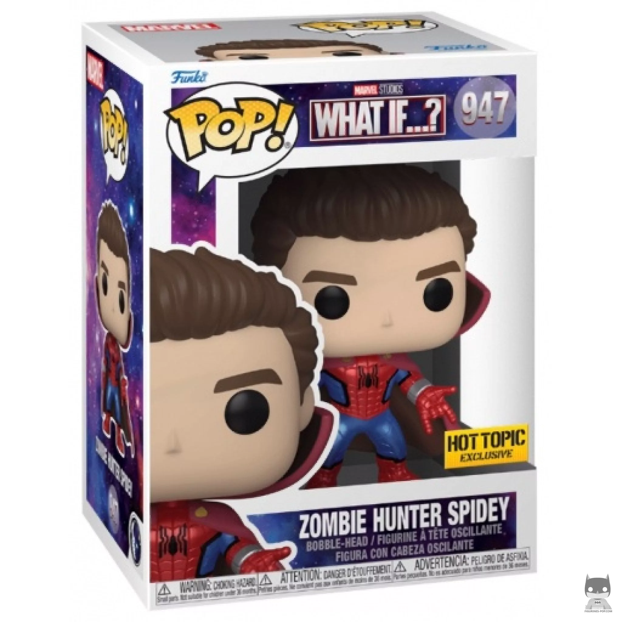 Zombie Hunter Spidey Unmasked (Metallic) Funko Pop! figure in its box