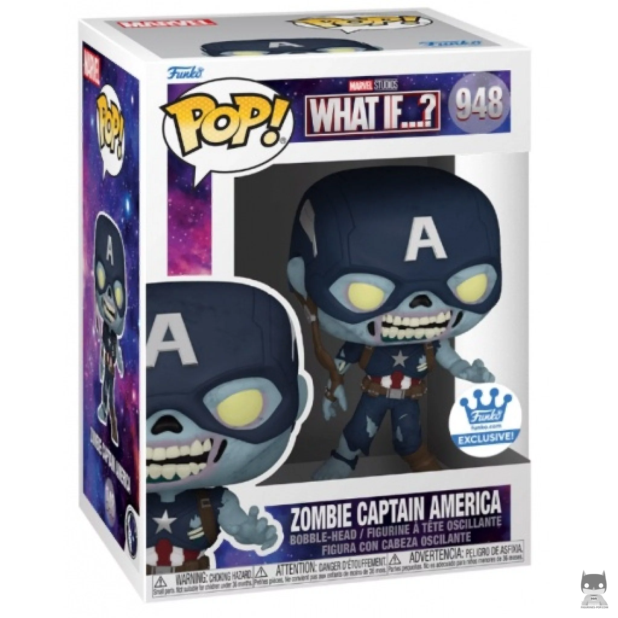 Zombie Captain America Funko Pop! figure in its box