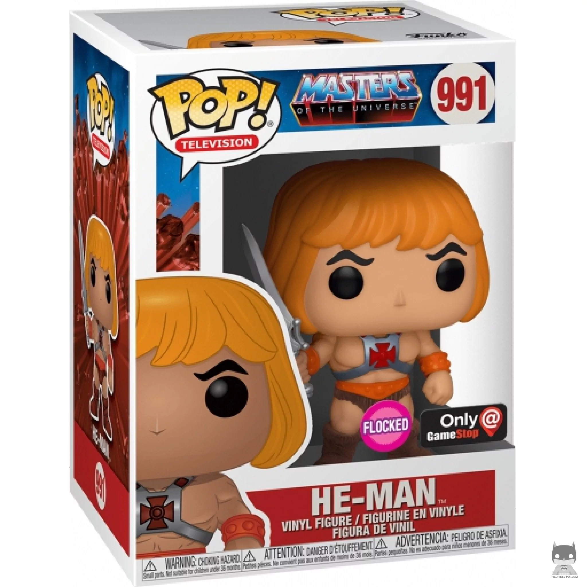 He-Man (Flocked) Funko Pop! figure in its box