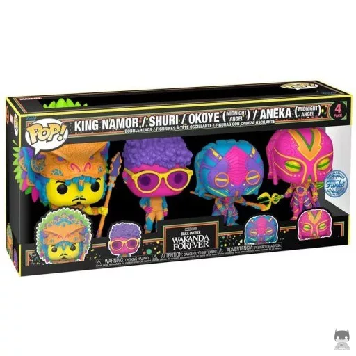 King Namor, Shuri, Okoye & Aneka (Black Light) Funko Pop! figure (Black Panther: Wakanda Forever)