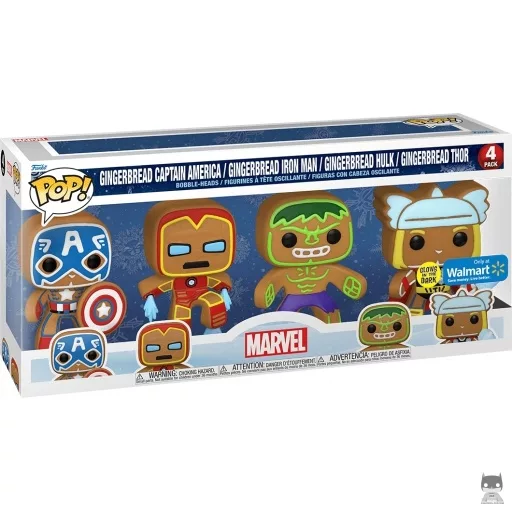 Gingerbread Captain America, Iron Man, Hulk & Thor (Glow in the Dark) Funko Pop! figure (Marvel Comics)
