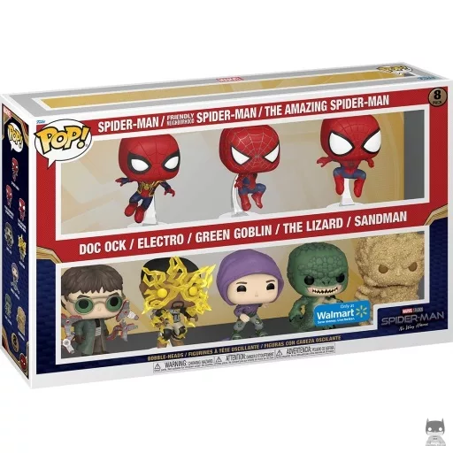 Spider-Man, Friendly Neighborhood Spider-Man, The Amazing Spider-Man, Doc Ock, Electro, Green Goblin, The Lizard & Sandman Funko Pop! figure (Spider-Man: No way Home)