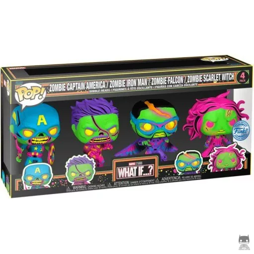 Zombie Captain America, Zombie Iron Man, Zombie Falcon & Zombie Scarlet Witch (Black Light) Funko Pop! figure (Pop! Vinyl)