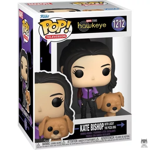 Kate Bishop with Lucky The Pizza Dog Funko Pop! figure (Hawkeye)