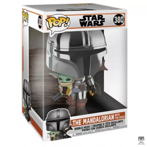 Mandalorian with The Child (Chrome & Supersized) Funko Pop! figure (The Mandalorian (Star Wars))