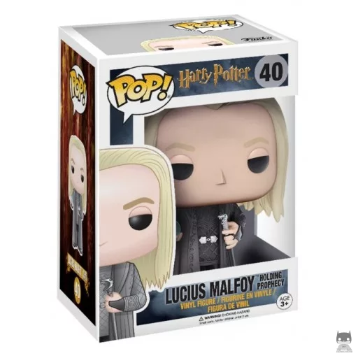 Lucius Malfoy holding Prophecy Funko Pop! figure (F.Y.E)