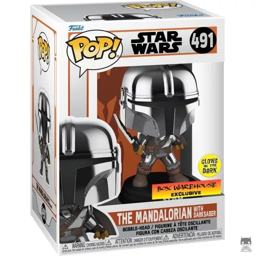 The Mandalorian with Dark Saber (Glow in the Dark & Metallic) Funko Pop! figure (Box Warehouse)
