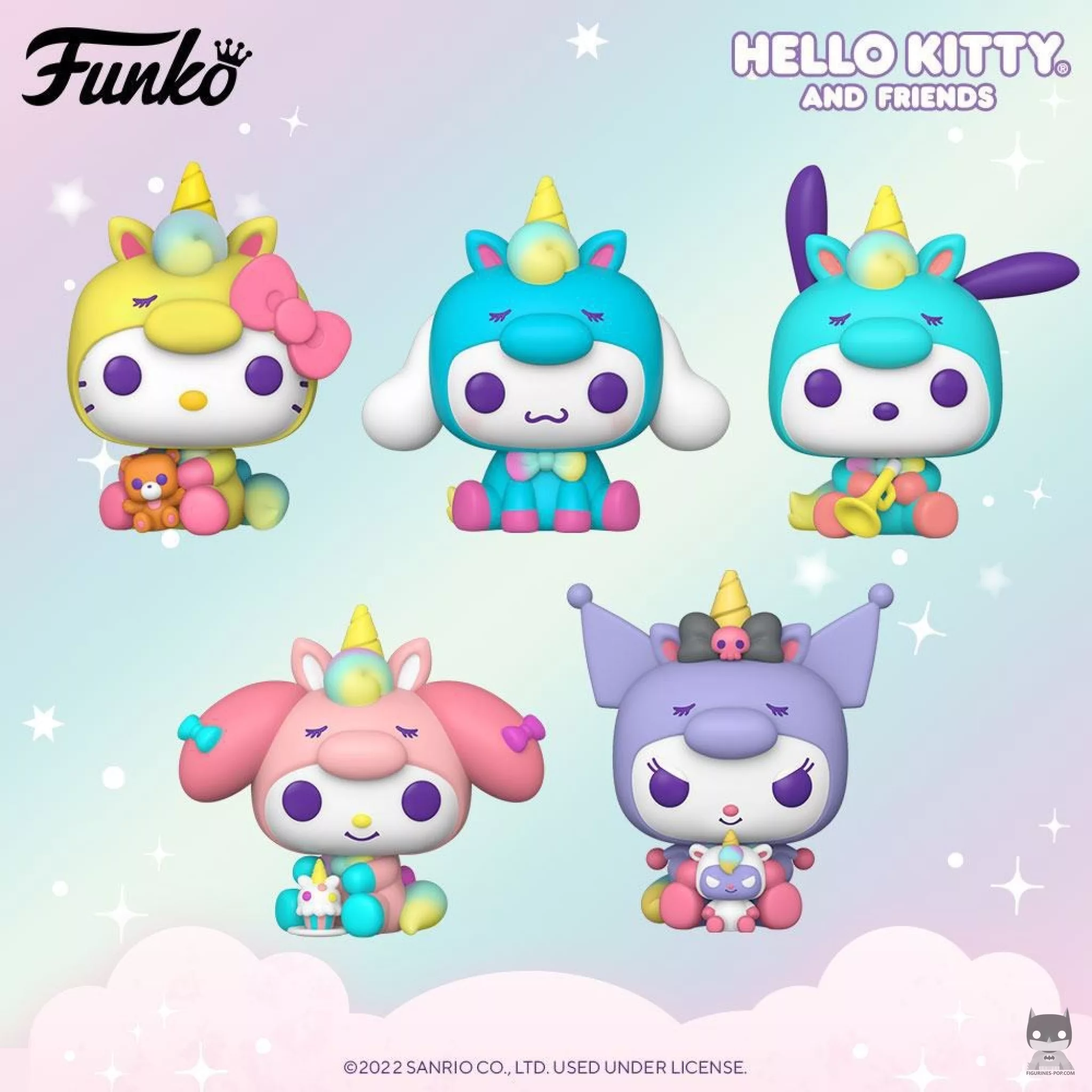 5 POP of Hello Kitty and her friends as unicorns