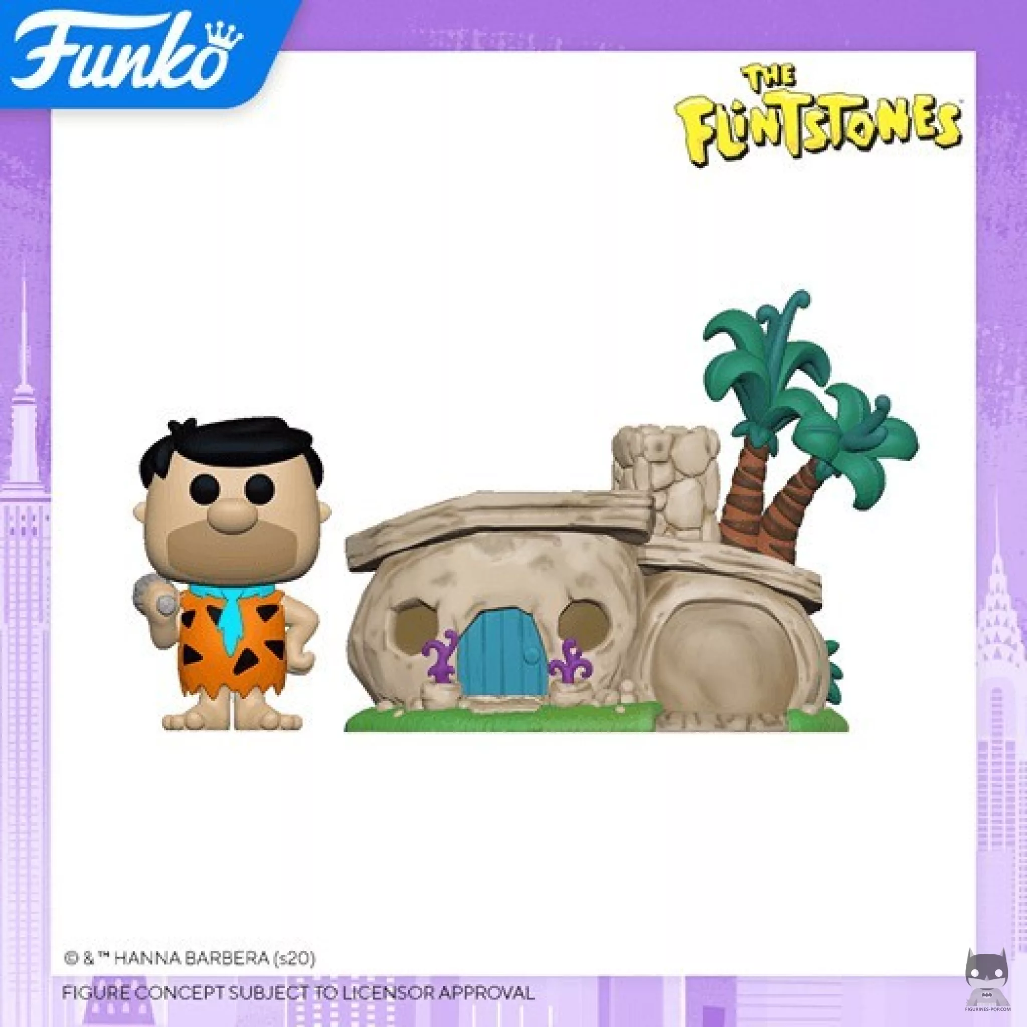 Fred from the Flintstones family in front of his house