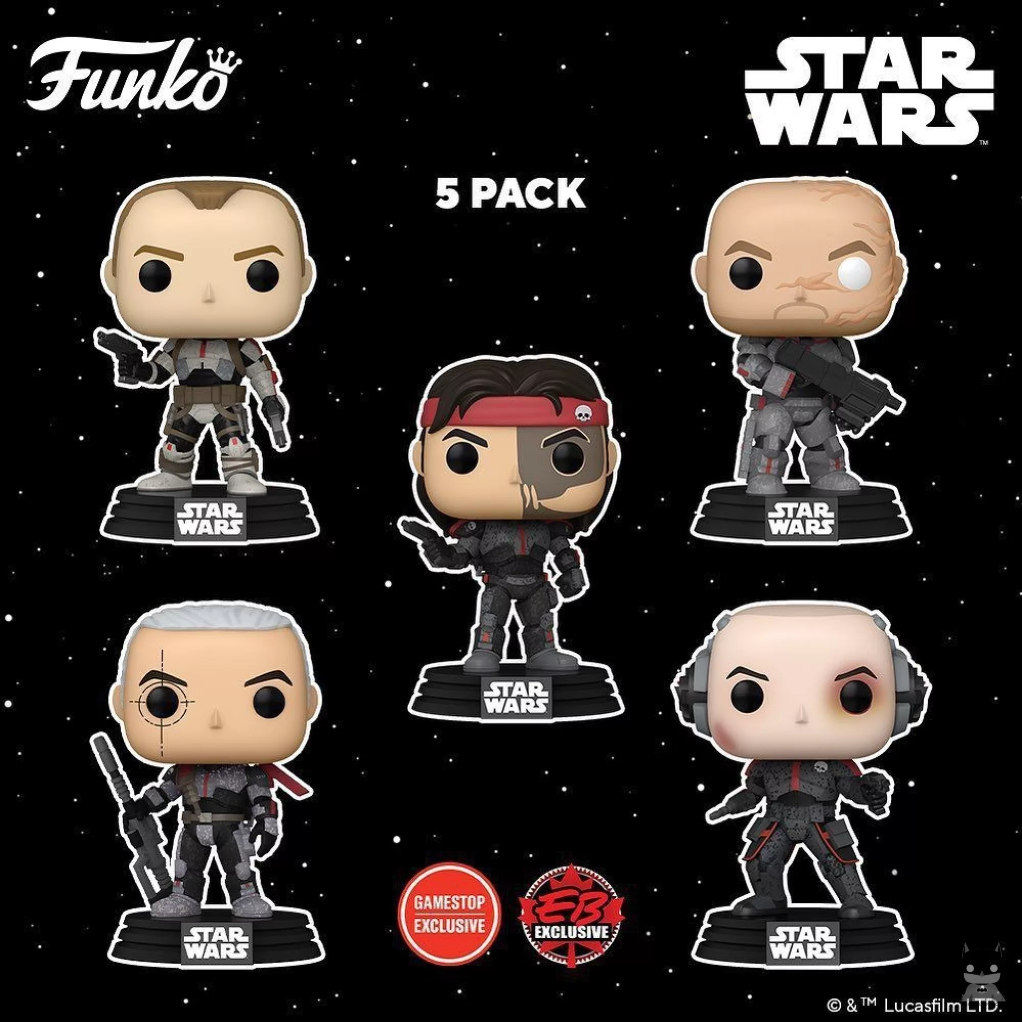 The entire Bad Batch squad in Funko POP