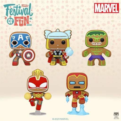 Marvel superheroes in gingerbread POPs for Christmas