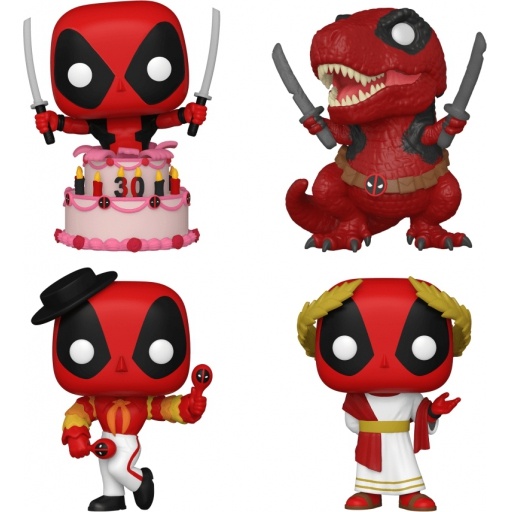 Funko POP Deadpool in Cake, Dinopool, Flamenco Deadpool & Roman Senator Deadpool (Deadpool)