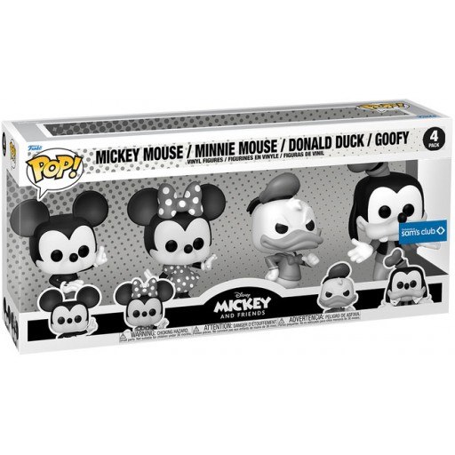 Mickey Mouse, Minnie Mouse, Donald Duck & Goffy (Black & White)