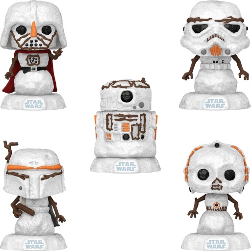 Funko POP Darth Vader, Stormtrooper, Boba Fett, C-3PO & R2-D2 Snowmen