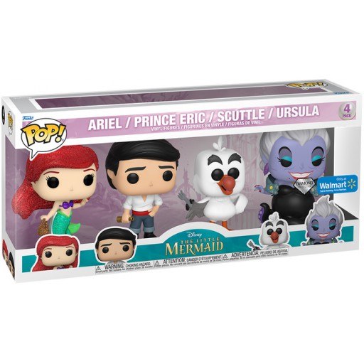 Ariel, Prince Eric, Scuttle & Ursula (Diamond Glitter)
