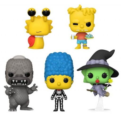 Funko POP Snail Lisa, Twin Bart, Homerzilla, Witch Maggie & Skeleton Marge (The Simpsons)