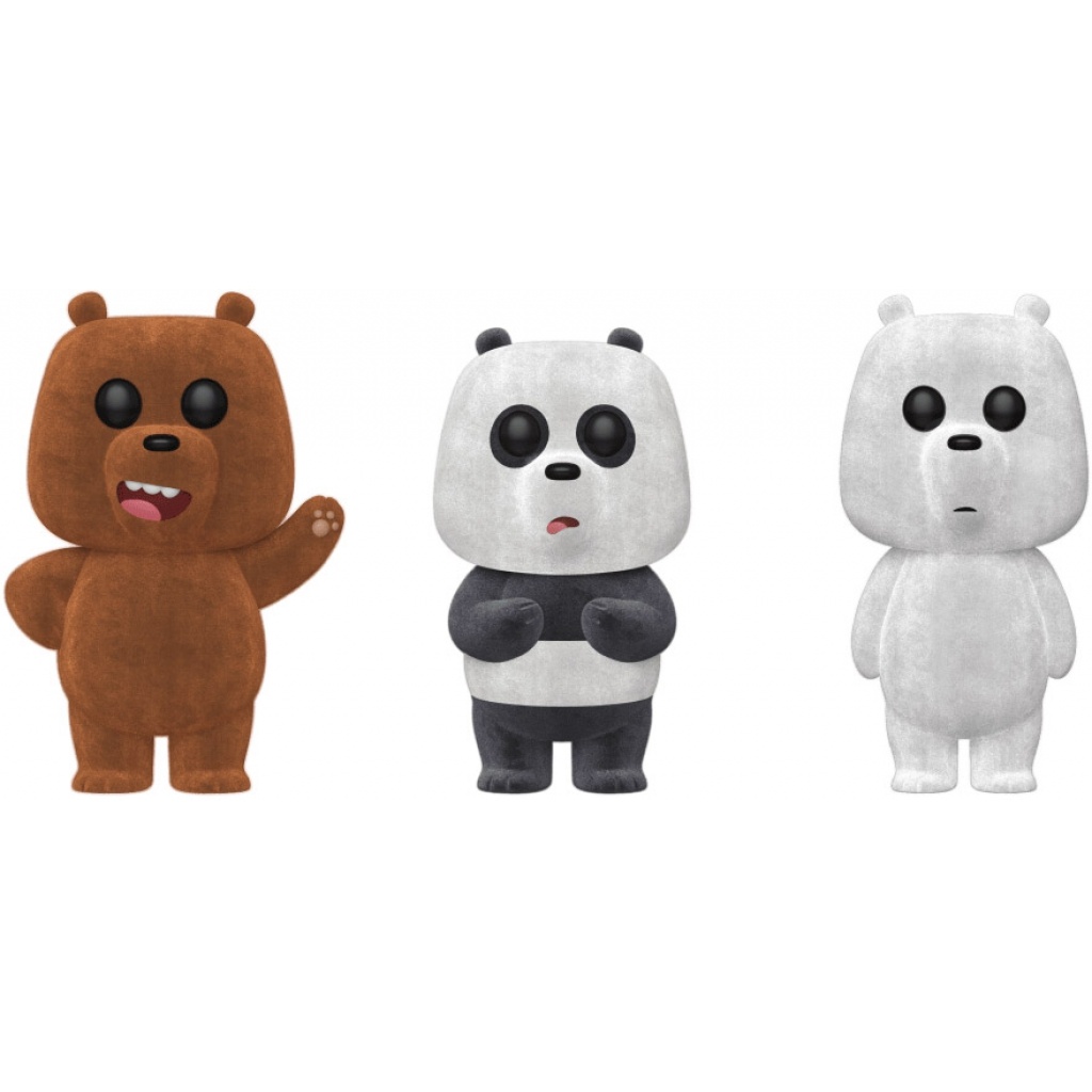 Funko POP Grizz, Panda, & Ice Bear (Flocked) (We Bare Bears)