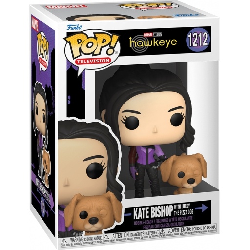 Kate Bishop with Lucky The Pizza Dog dans sa boîte