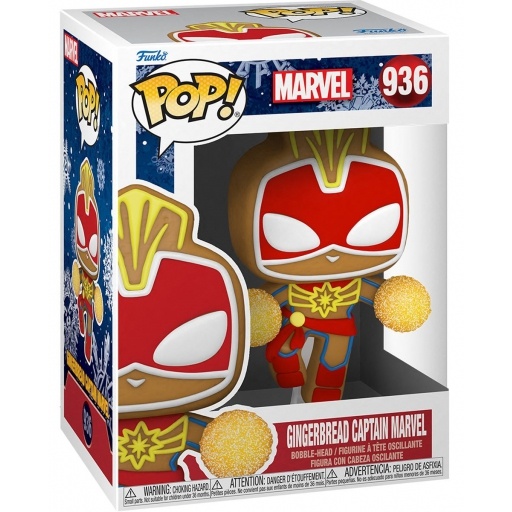 Gingerbread Captain Marvel dans sa boîte