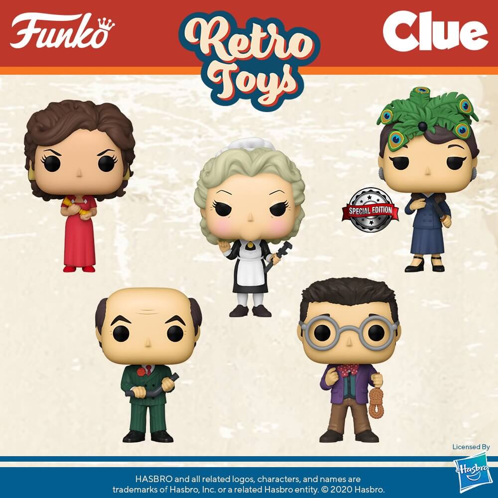 5 characters of the game Clue (Cluedo) in Funko POP