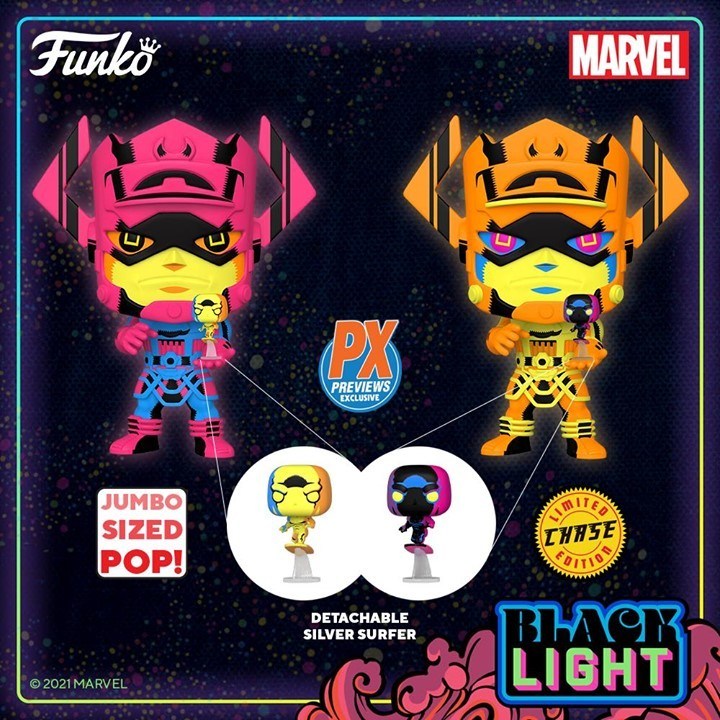 Two POPs of Galactus (Marvel) in Black Light